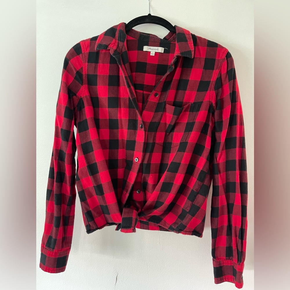 Madewell plaid shirt with front tie
